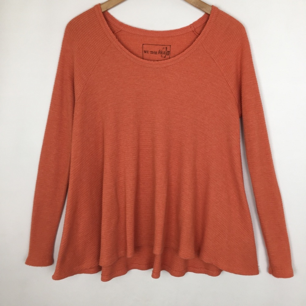 Free People We The Free Peach Waffle Weave Thermal Top Oversized Women’s Size S